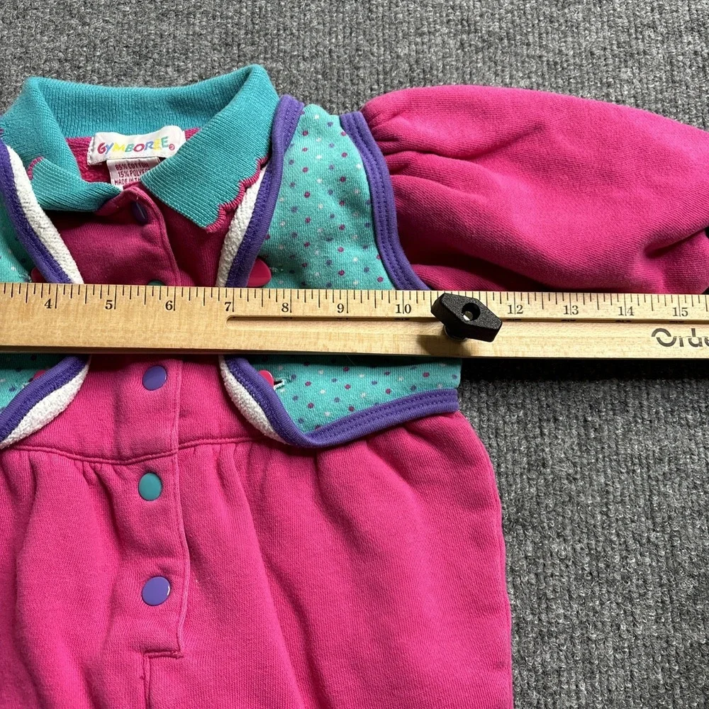 Vintage 90s Gymboree Girl Romper Pink‎ Dots Vest Purple Pink Rainbow Tag Infant